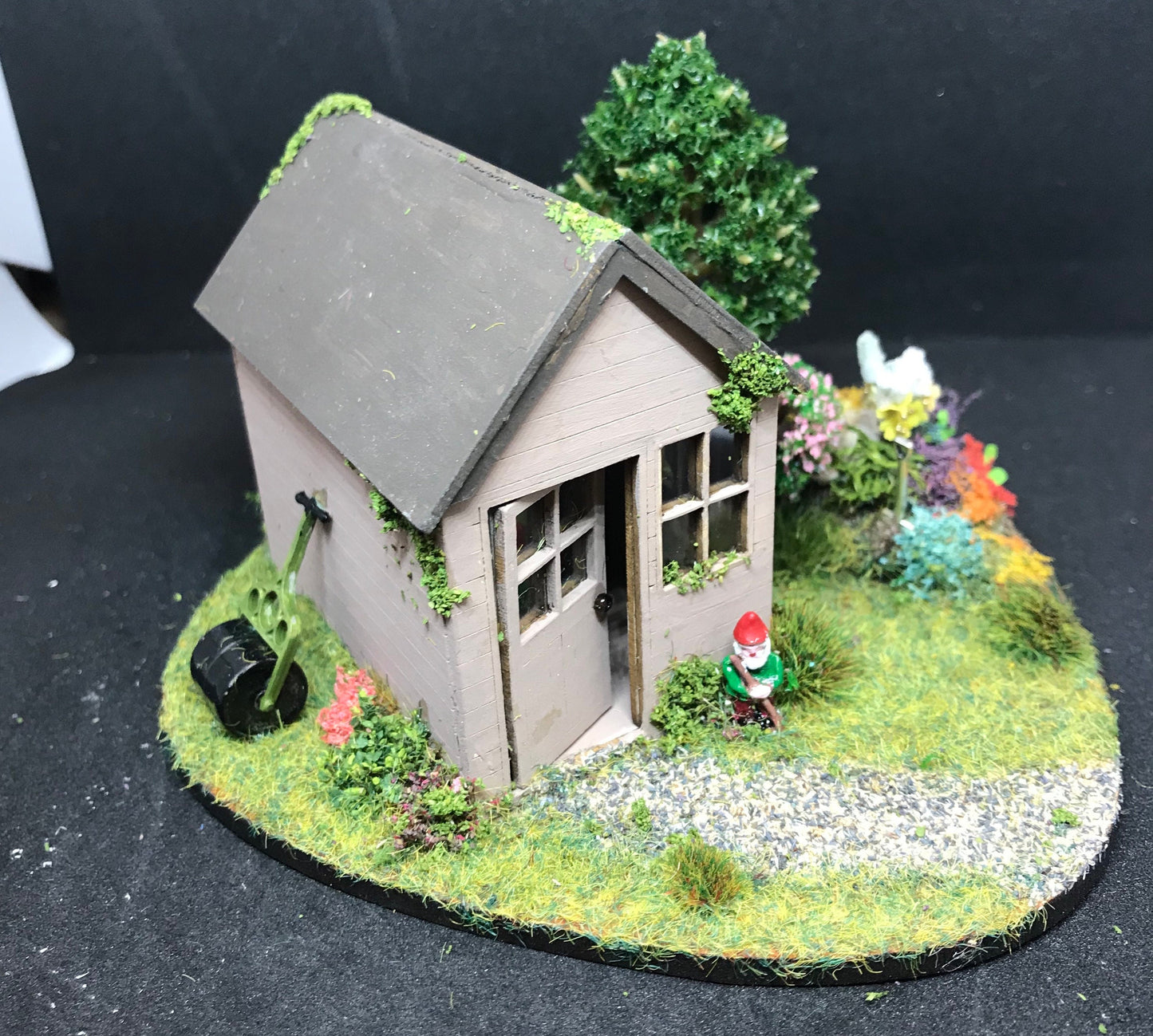 Dolls House Miniatures ( 1/48th - 1:48th - 1/4" - Quarter Inch Scale ) Hand Made Shed Garden Scene ”