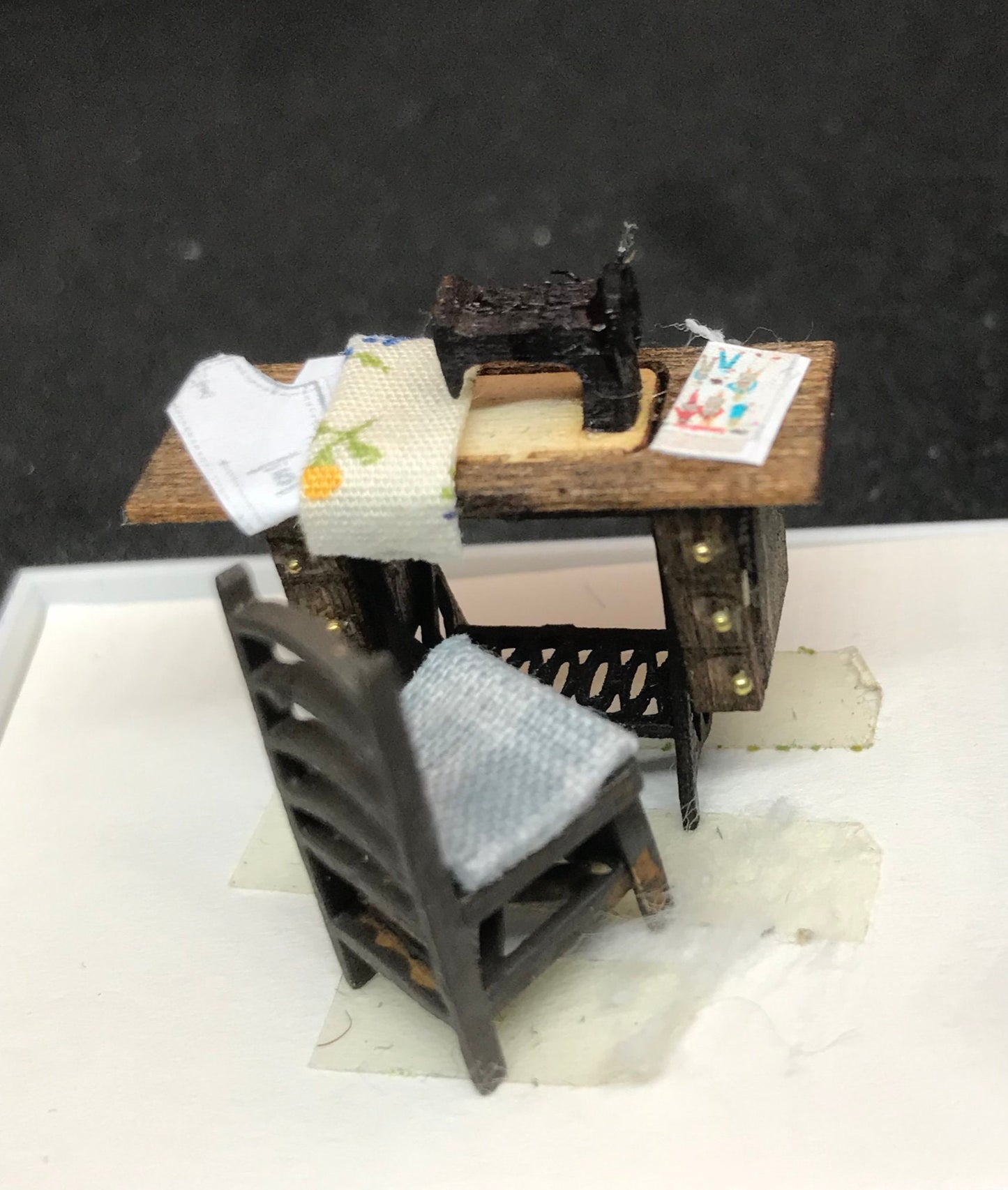 Dolls House Miniatures - Hand Painted 1/48th (1/4inch) quarter scale - Sewing table and dressmakers dummy -