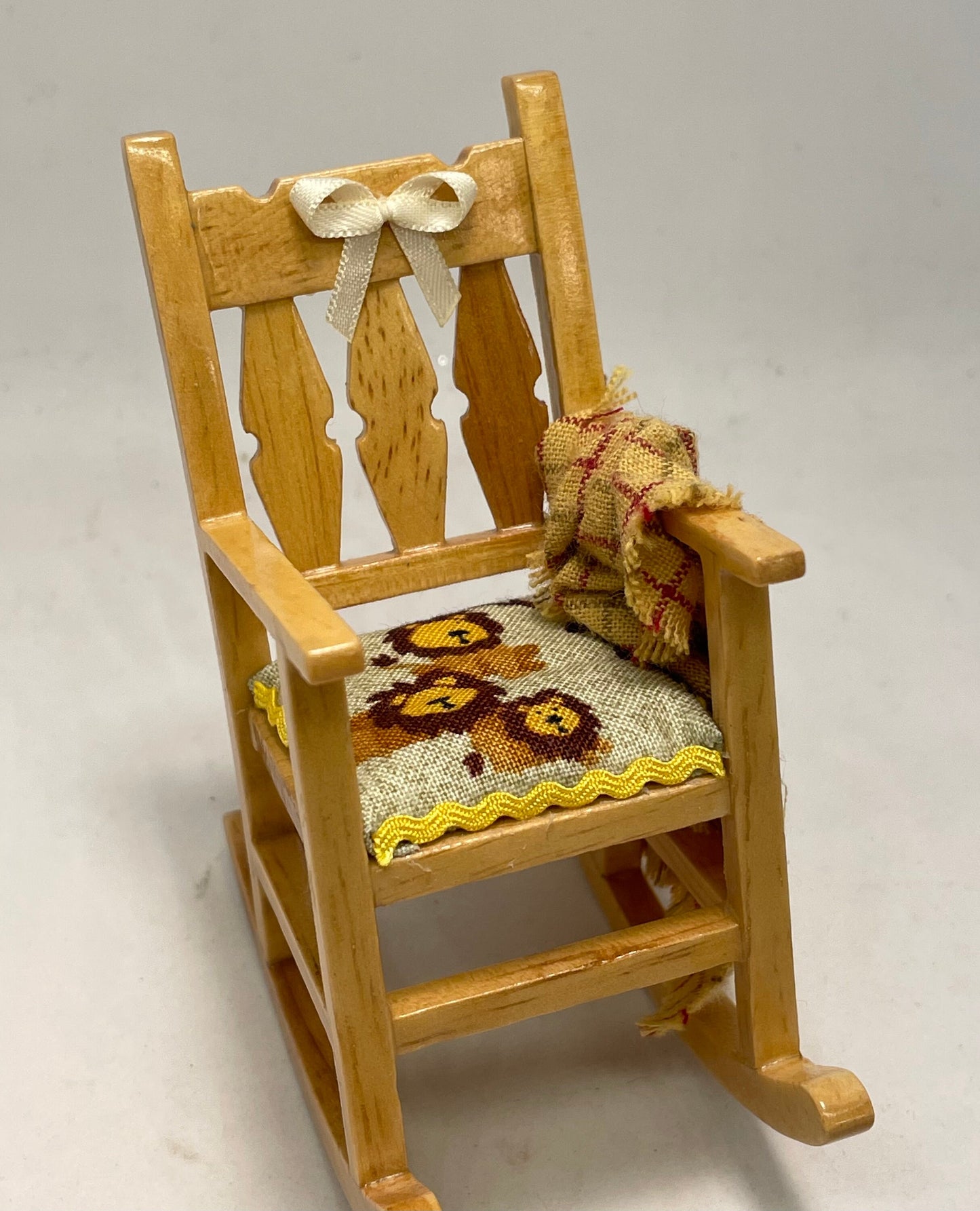 Dolls House Miniatures - Pine Lion Rocking Chair