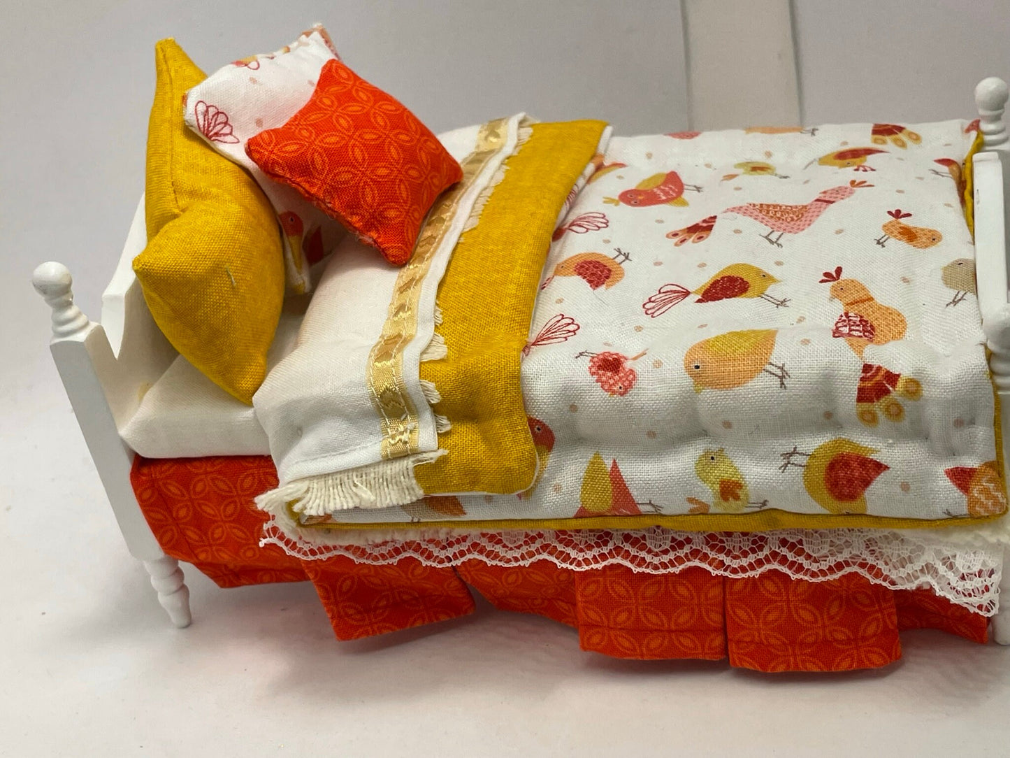 Dolls House Luxury Dressed 1/12th Single Bed - Birdie