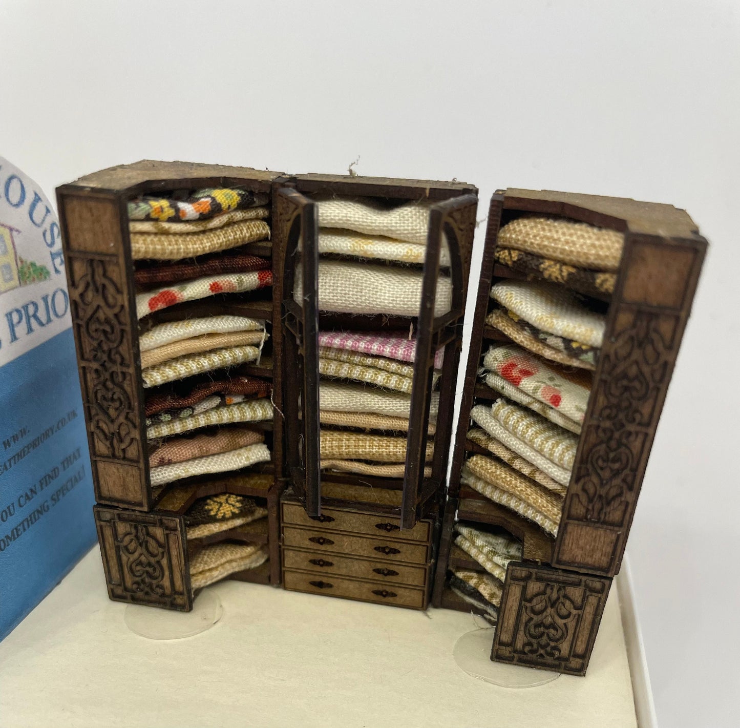 Dolls House Miniatures - Handmade 1/48th Haberdashery Shop shelves (1/4inch )