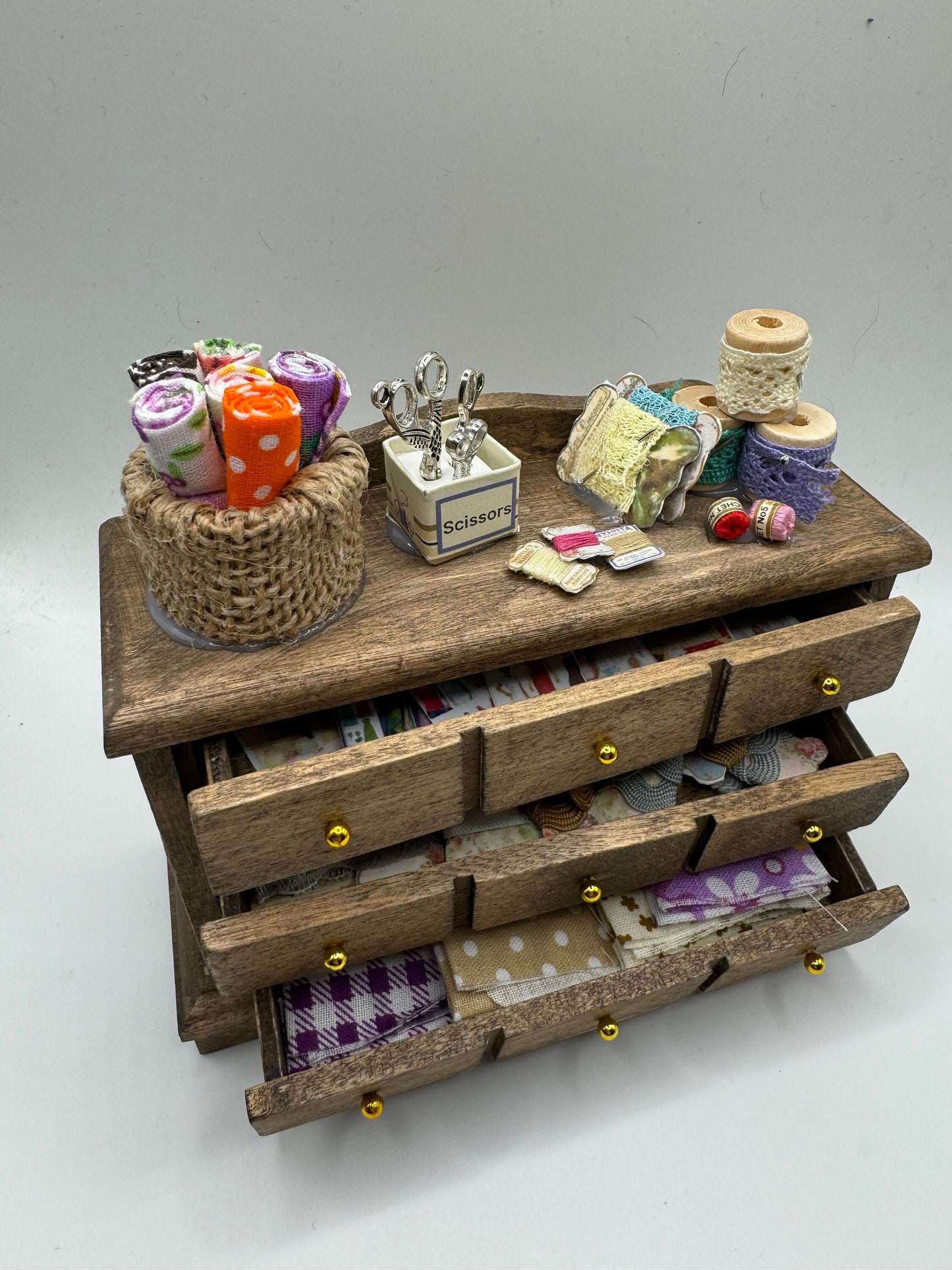 Dolls House Miniatures - 1/12th - Haberdashery Sewing Drawers (2 options)