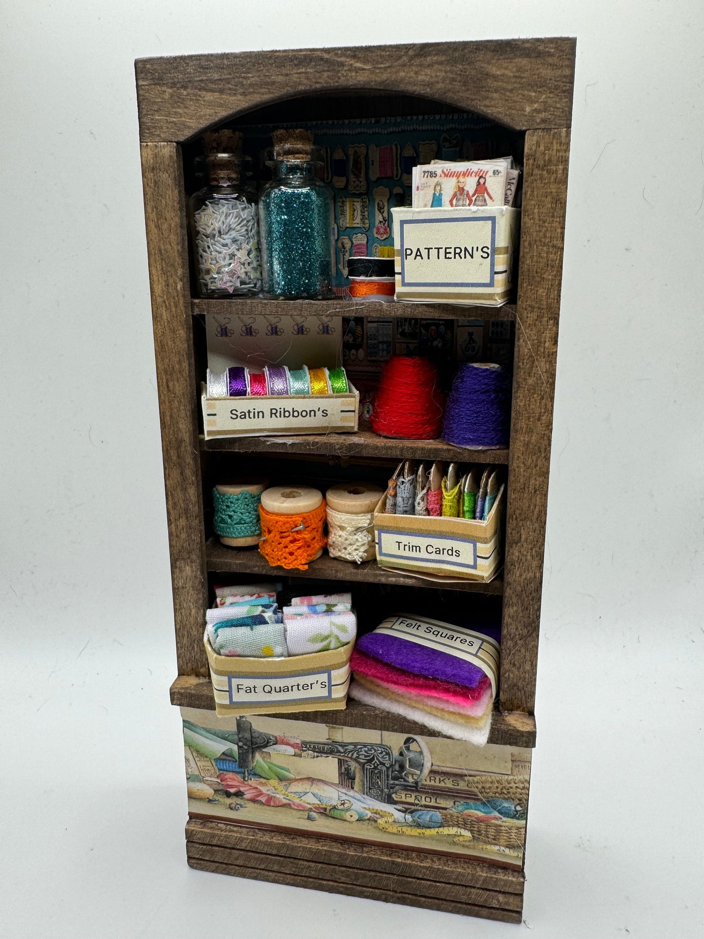 Dolls House Miniatures - 1/12th - Haberdashery Sewing Tall Shelf Unit (2 options)