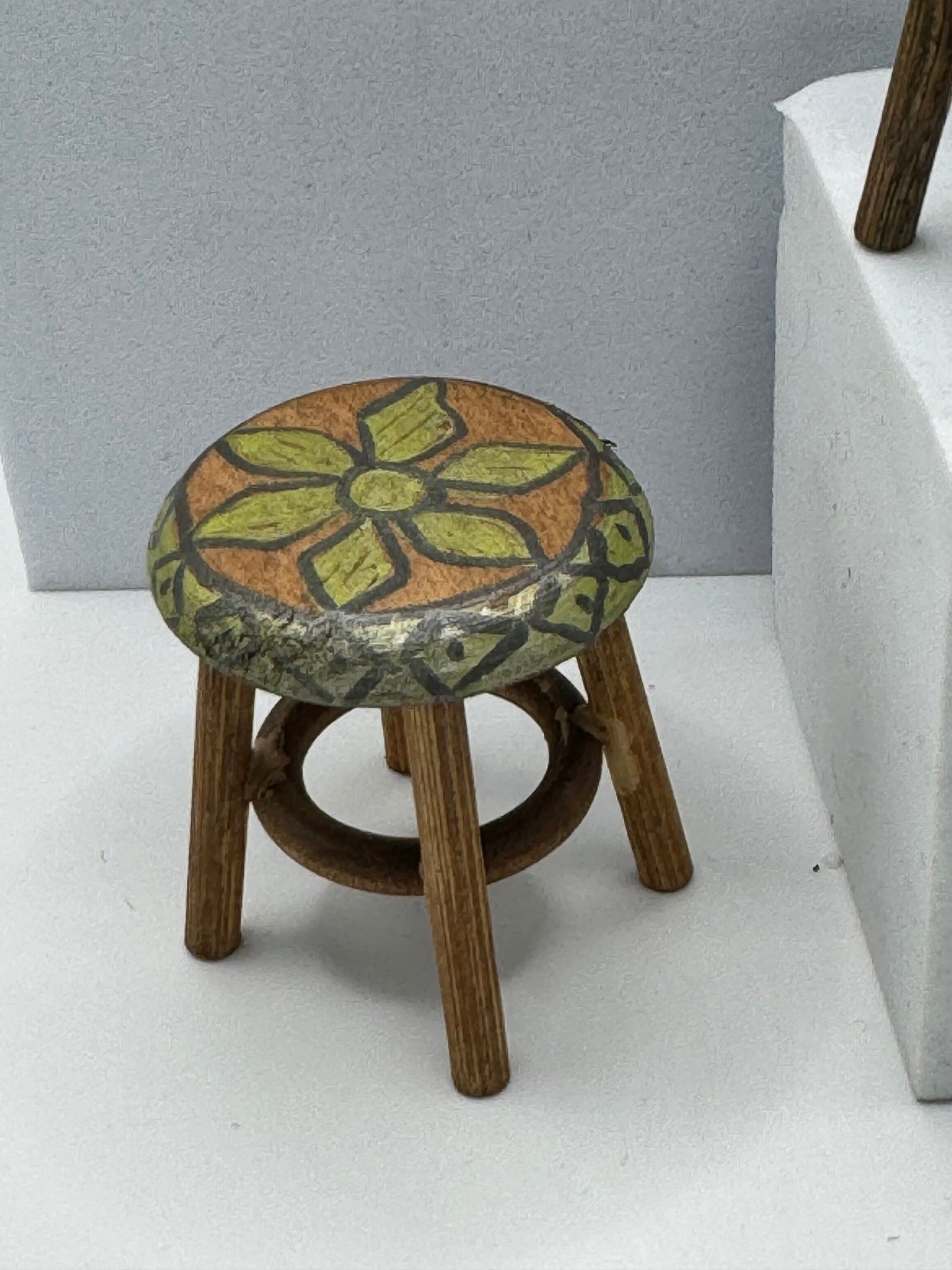 DOLLS HOUSE MINIATURES - Hand Painted Stool (2 options)