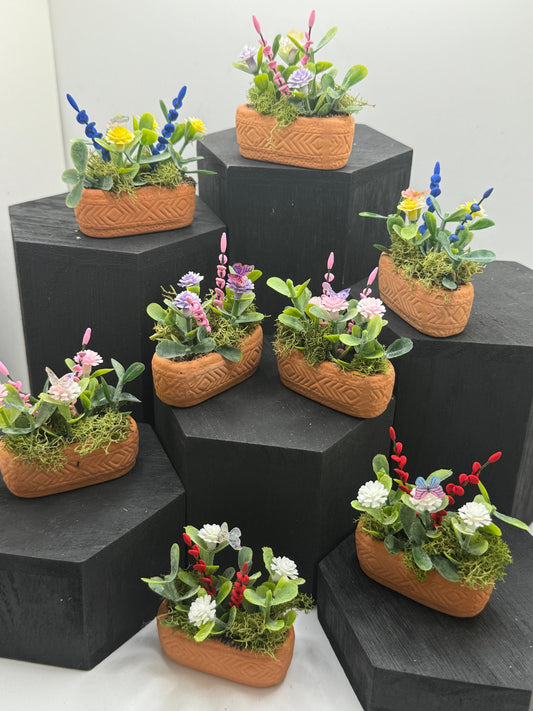 Dolls House Miniatures - 1/12th Trough / Window box with Butterfly (various options)