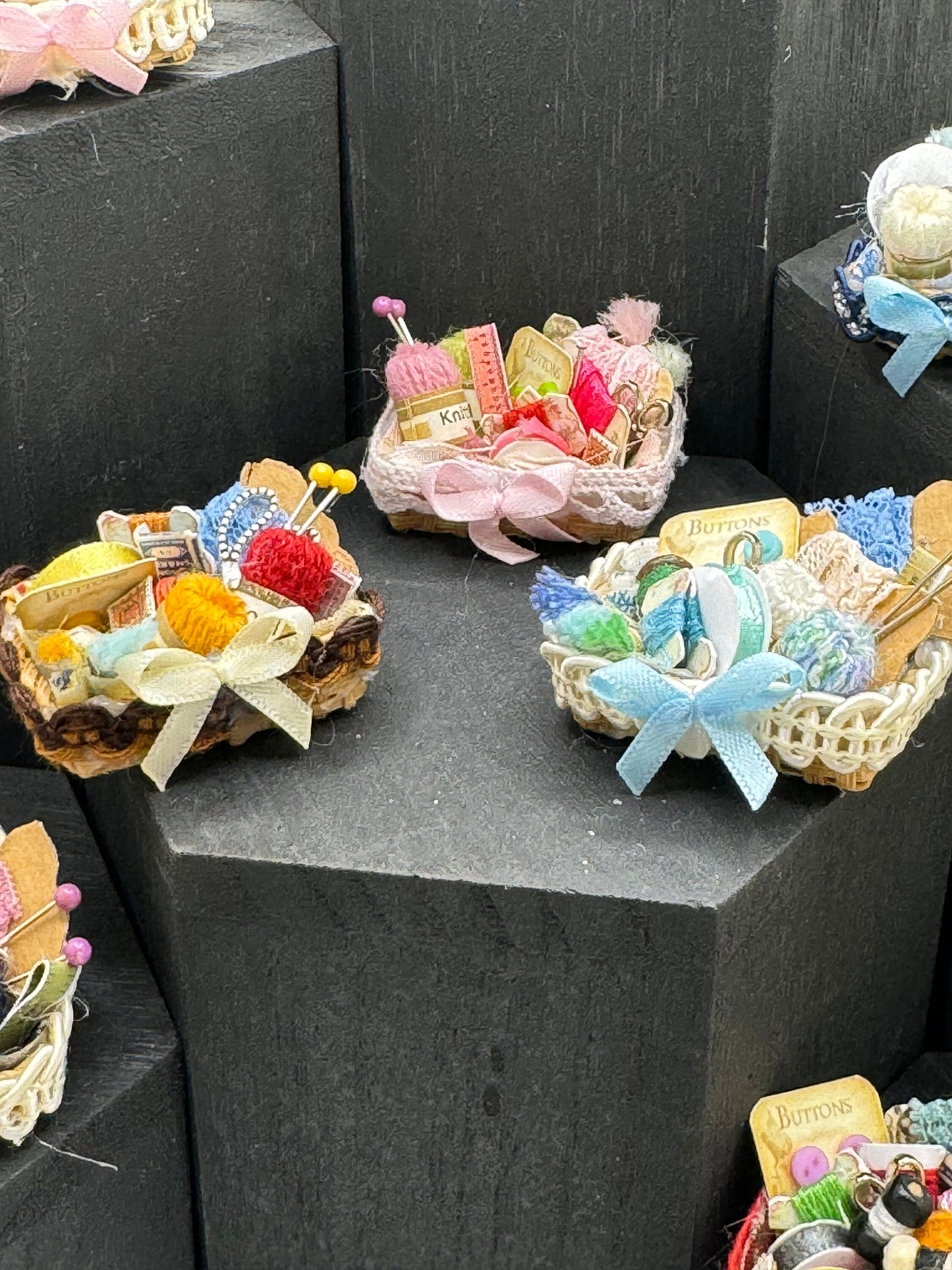 DOLLS HOUSE MINIATURES - 1/12th Sewing Basket and accessories x 1 ( various)