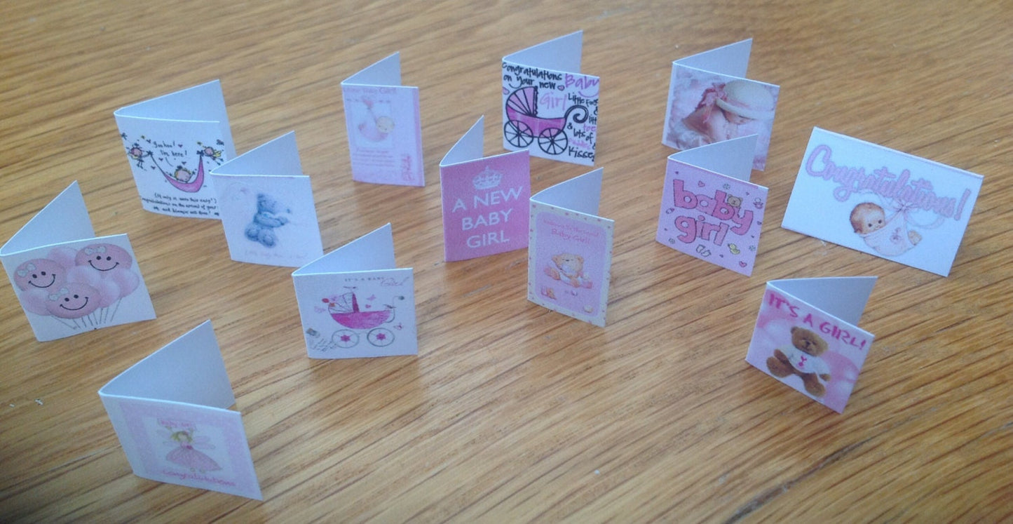 Dolls House Miniatures - 1/12th baby girl Greetings cards