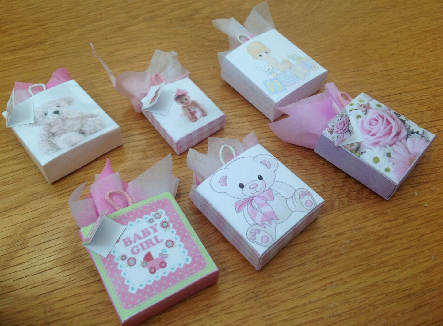 Dolls House Miniatures - 1/12th baby girl Gift Bags