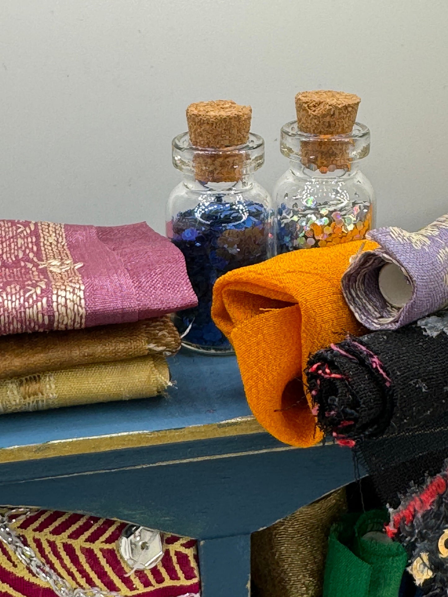 Dolls House Miniatures - 1/12th - Haberdashery Shelf - Sari Silks