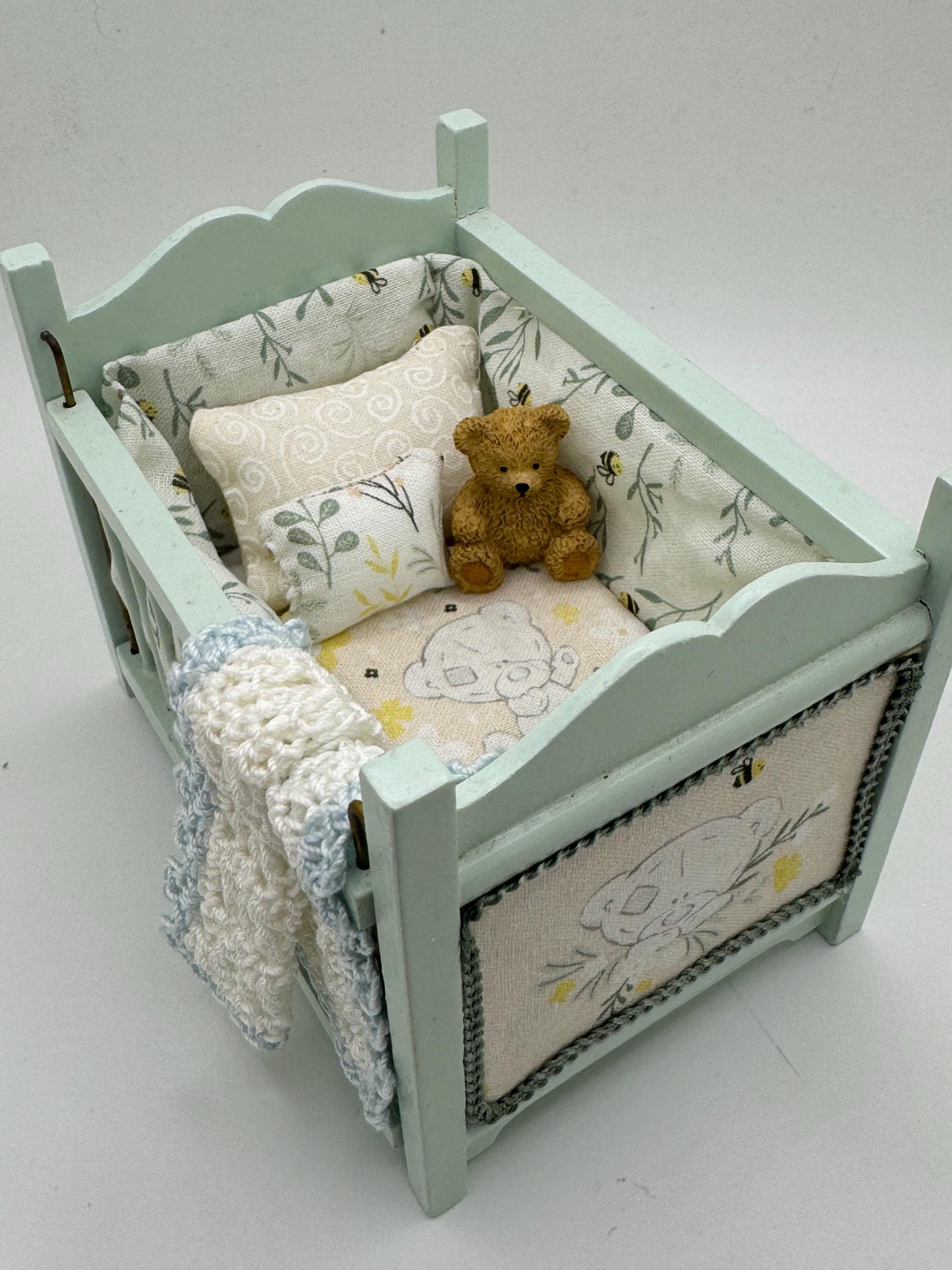 Dolls House Luxury Dressed 1/12th Cot - Theo