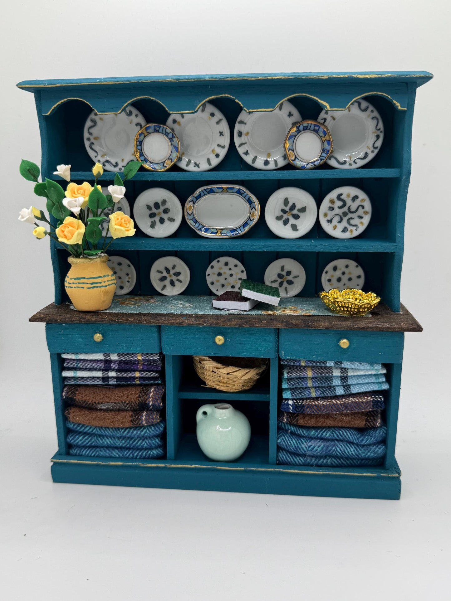 Dolls House Miniatures - Hand painted Kitchen Dresser / Hutch