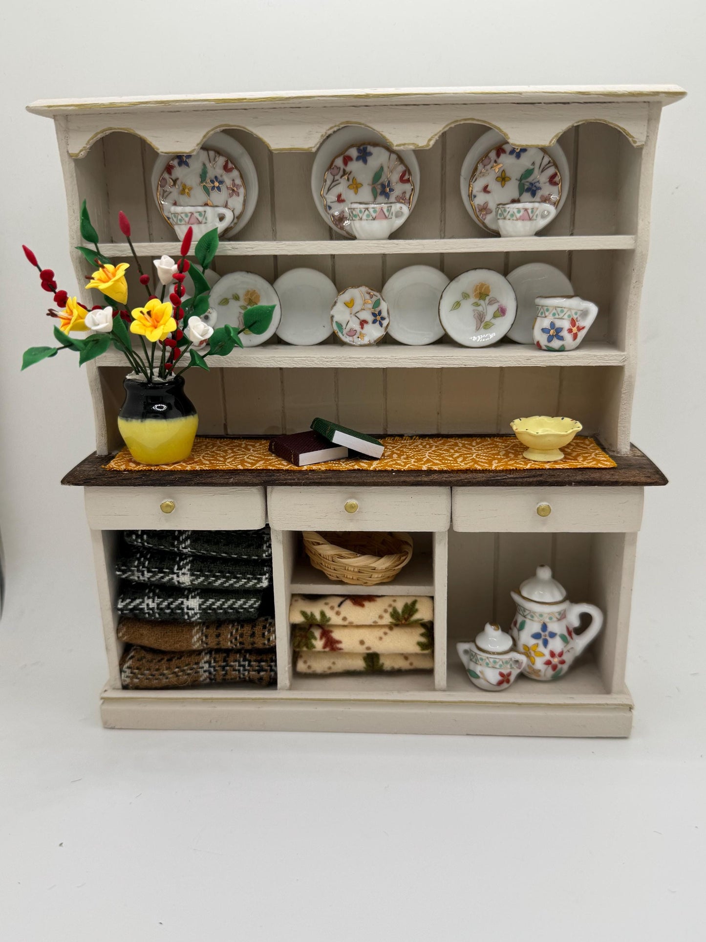 Dolls House Miniatures - Hand painted Kitchen Dresser / Hutch