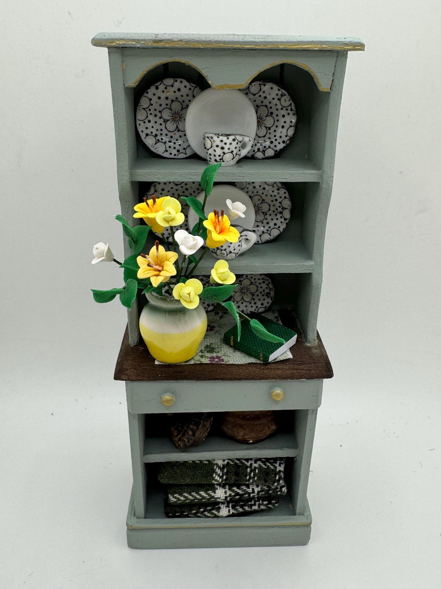 Dolls House Miniatures - Hand painted Kitchen Dresser / Hutch