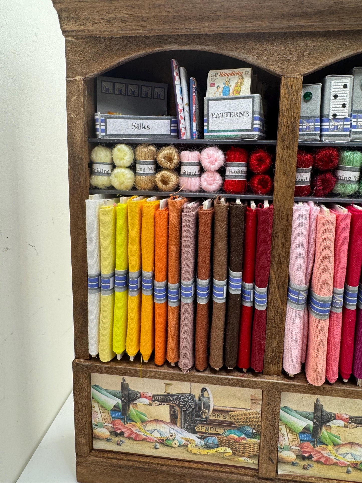 Dolls House Miniatures - 1/12th - Haberdashery Sewing Shelf