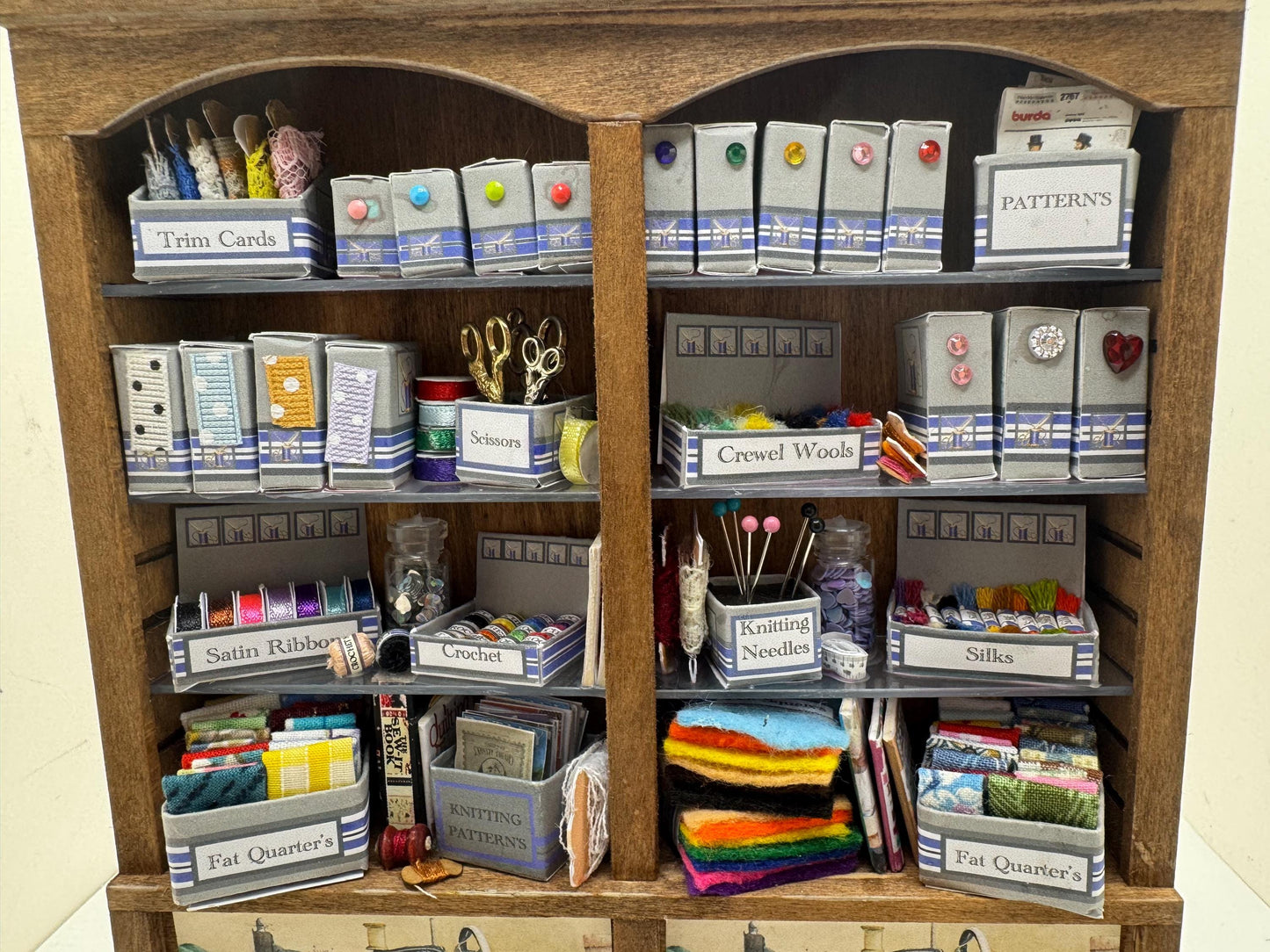 Dolls House Miniatures - 1/12th - Haberdashery Sewing Shelf