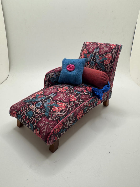 1/12th Chaise - Red William Morris Fabric