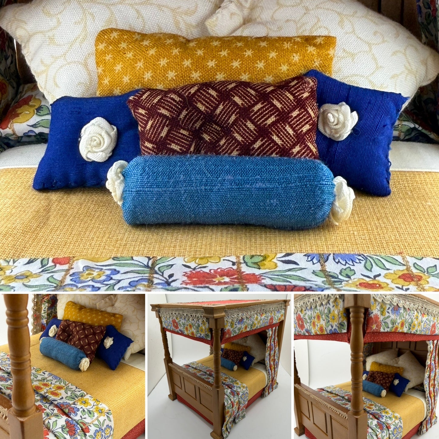 1/12th - 1:12 - 1 inch scale Four Poster bed with Liberty fabrics