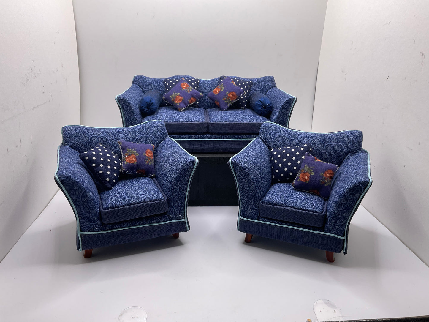 1/12th Blue William Morris Sofa & Armchairs x1 (2 Options)