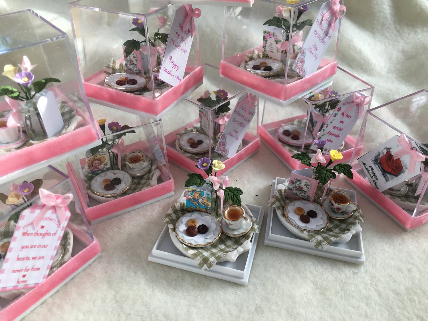 Dolls House Luxury Dressed 1/12th Mothers Day Tray in Gift Box