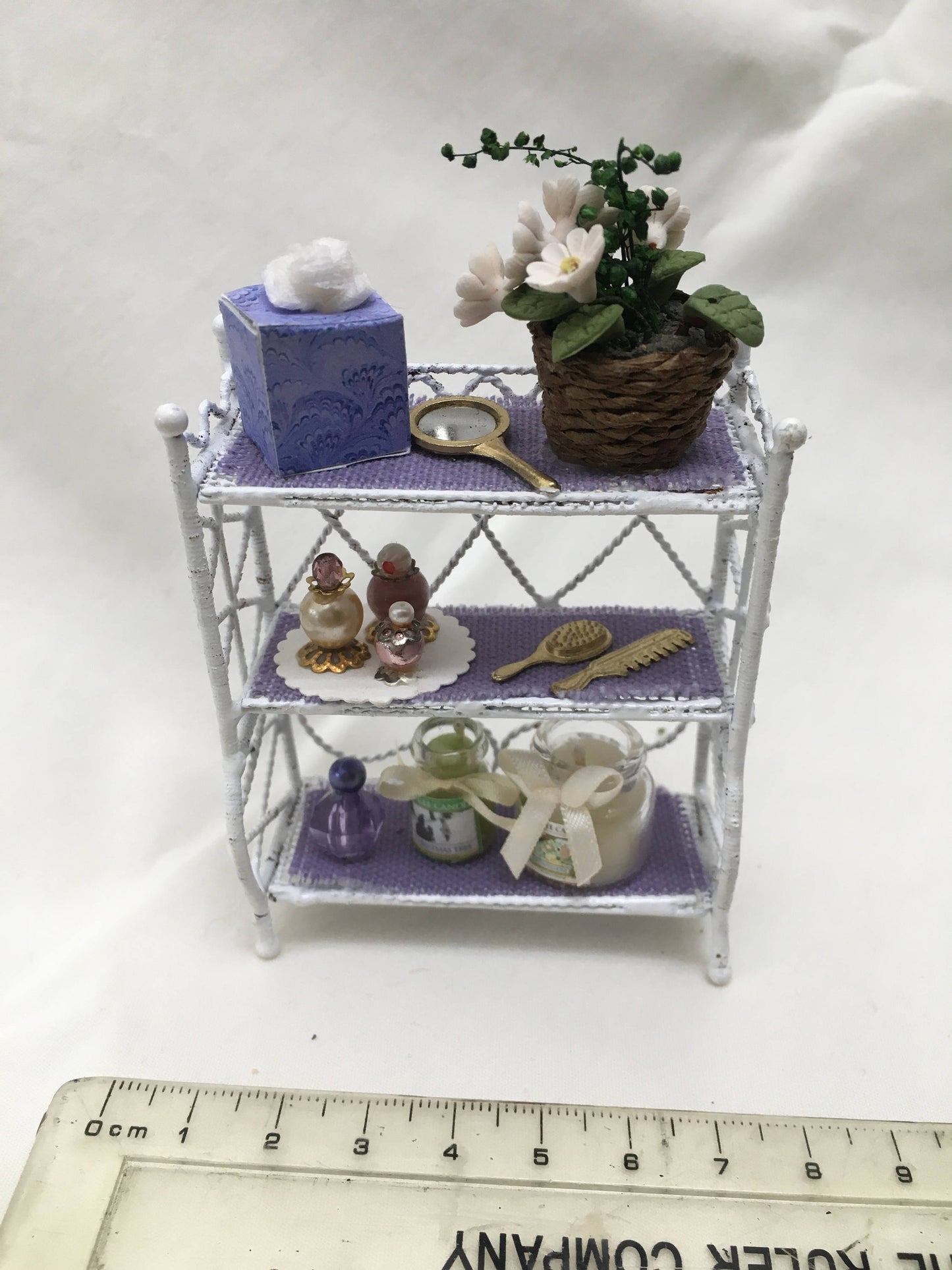 Dolls House Miniatures - Purple White Wire Shelf