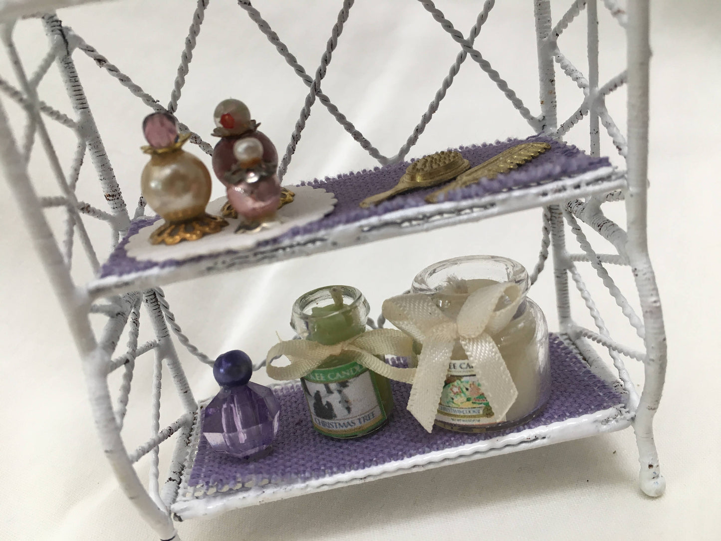 Dolls House Miniatures - Purple White Wire Shelf