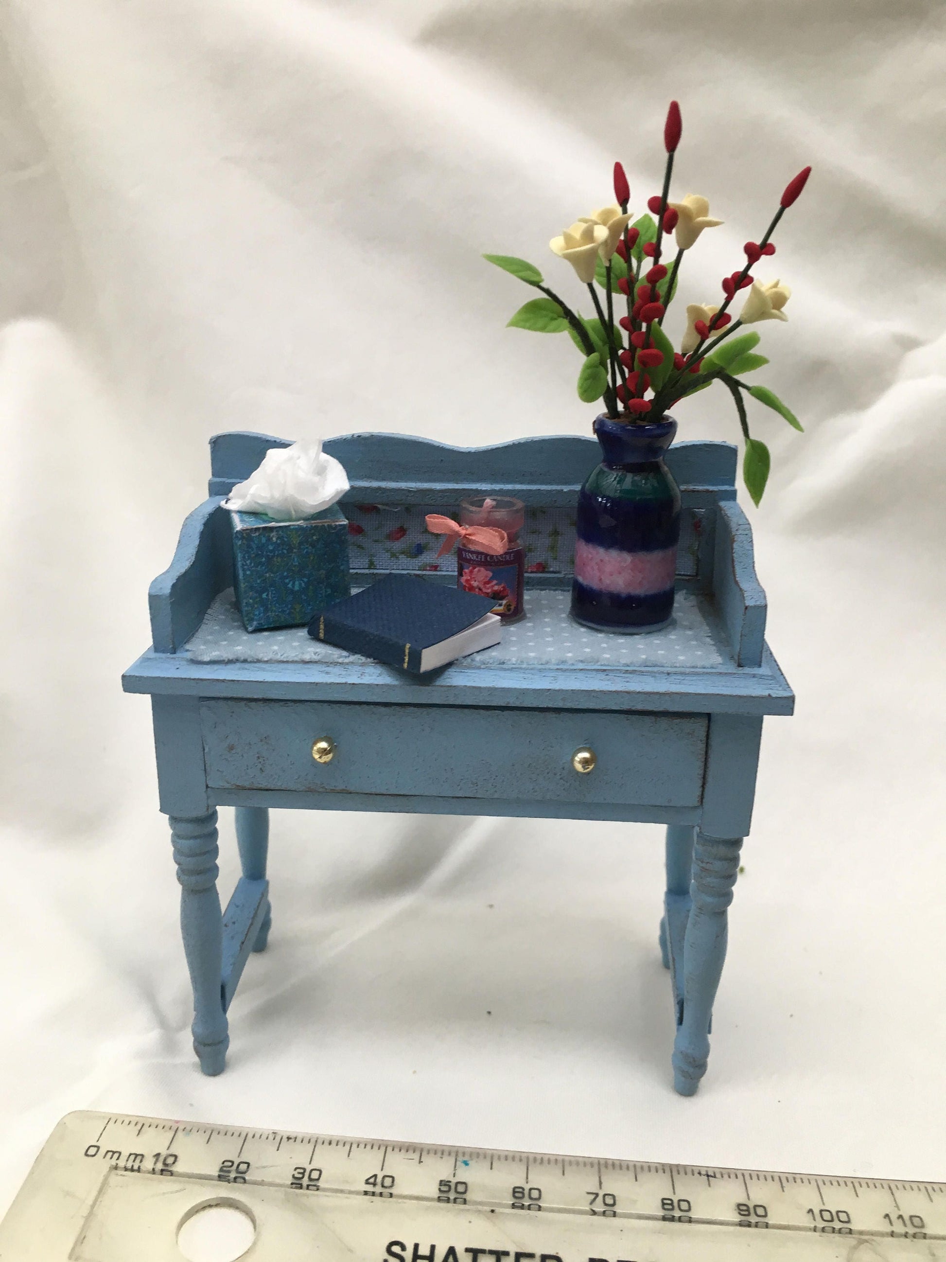 Dolls House Miniatures - Blue Side Table Washstand