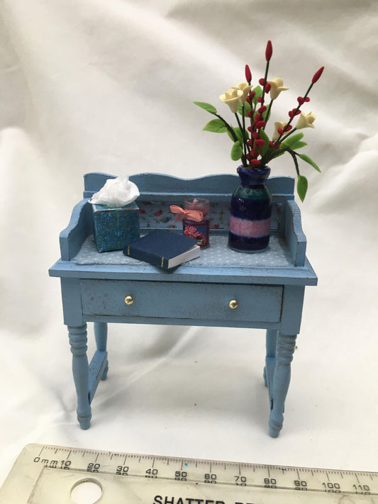 Dolls House Miniatures - Blue Side Table Washstand