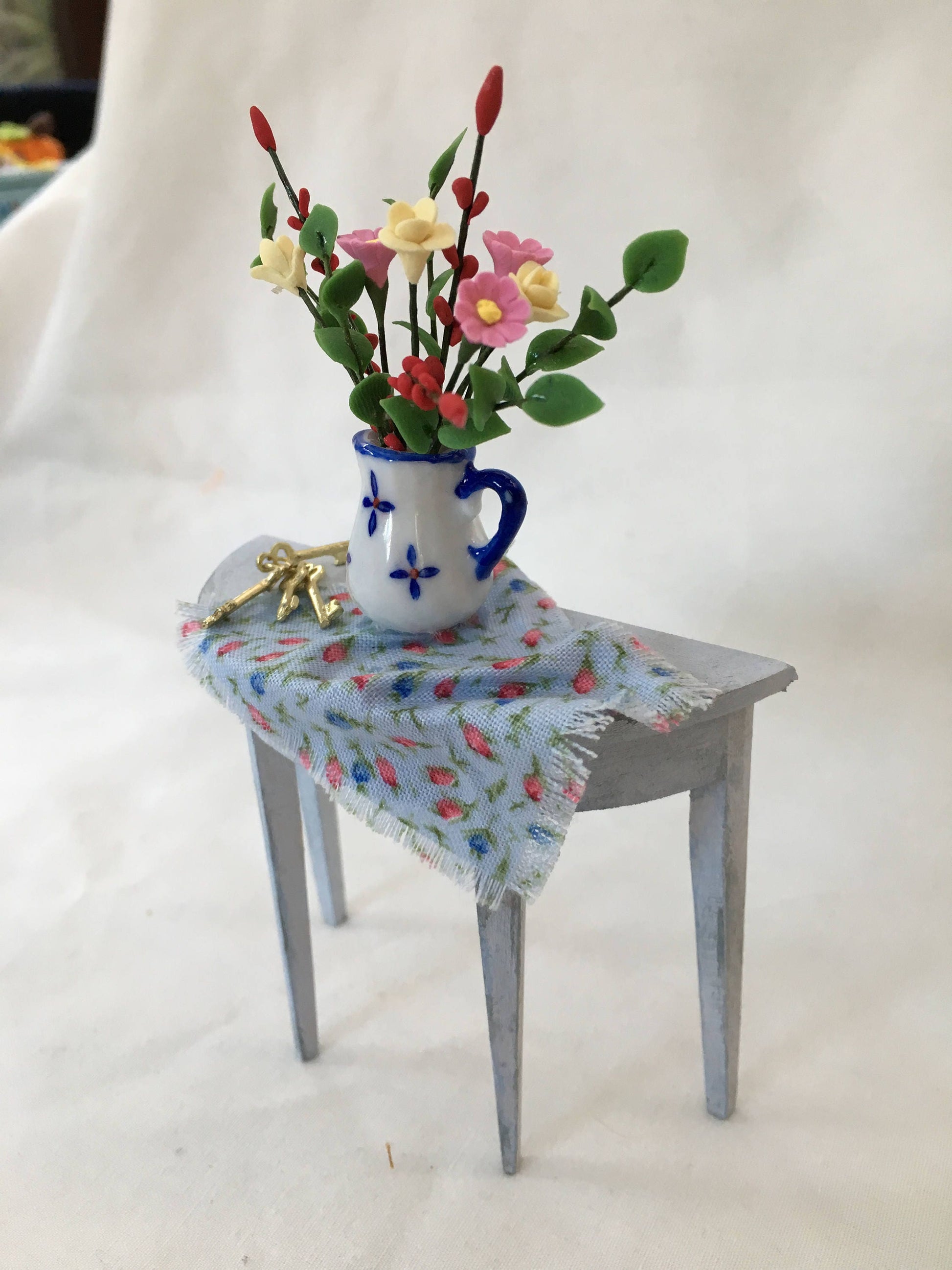 Dolls House Miniatures - Blue Side Table