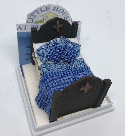 Dolls House Miniatures - Hand Made Double Bed (1/48th / 1:48 / Quarter Scale )- mary