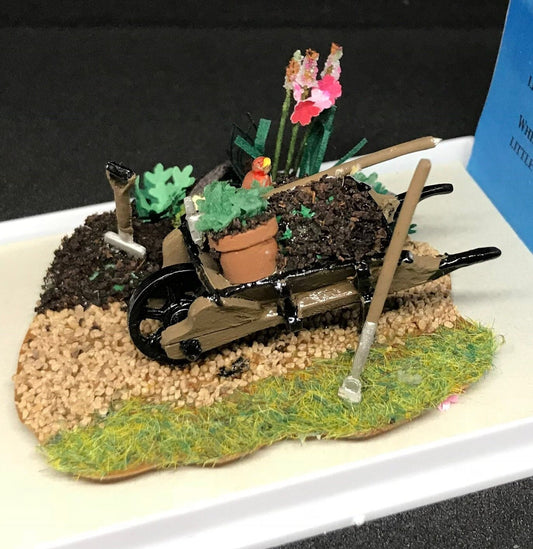 Dolls House Miniatures ( 1/48th - 1:48th - 1/4" - Quarter Inch Scale )  Hand Made Garden Wheelbarrow Scene