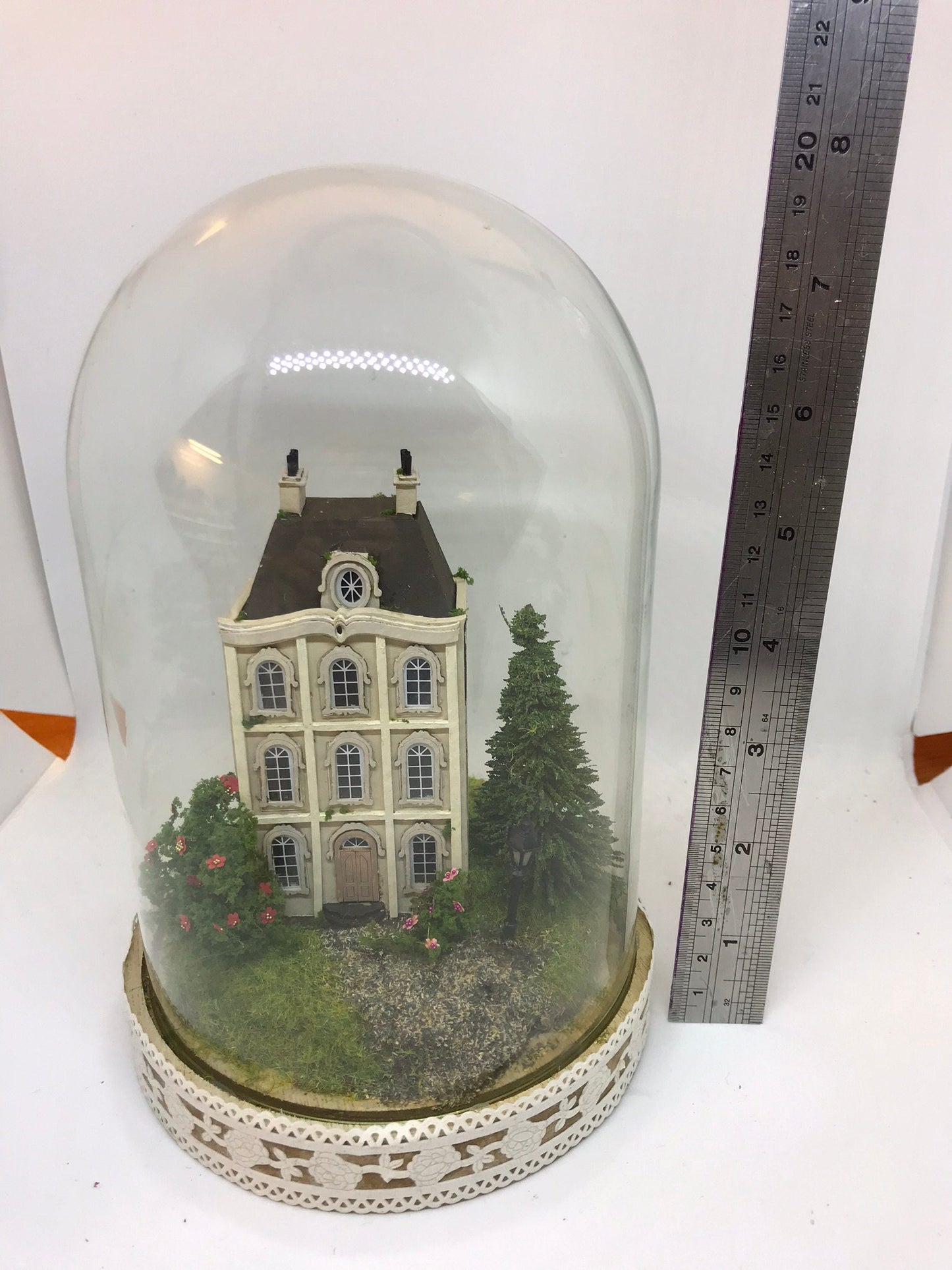 Handmade Dome with 1/144th 1:144th scale french House Scene - LED lit