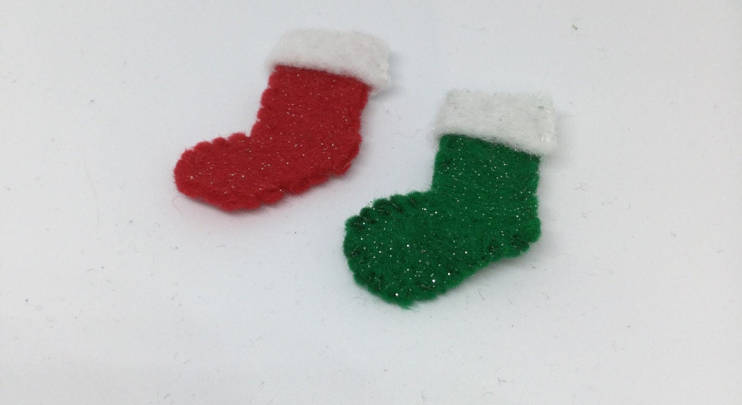 DOLLS HOUSE MINIATURES - Felt Christmas Stockings x 2