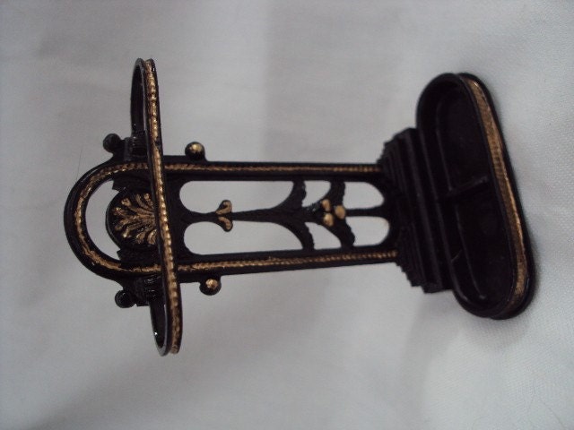 Dolls House Minaitures - 1/12th Black and Gold Metal Umbrella Stand