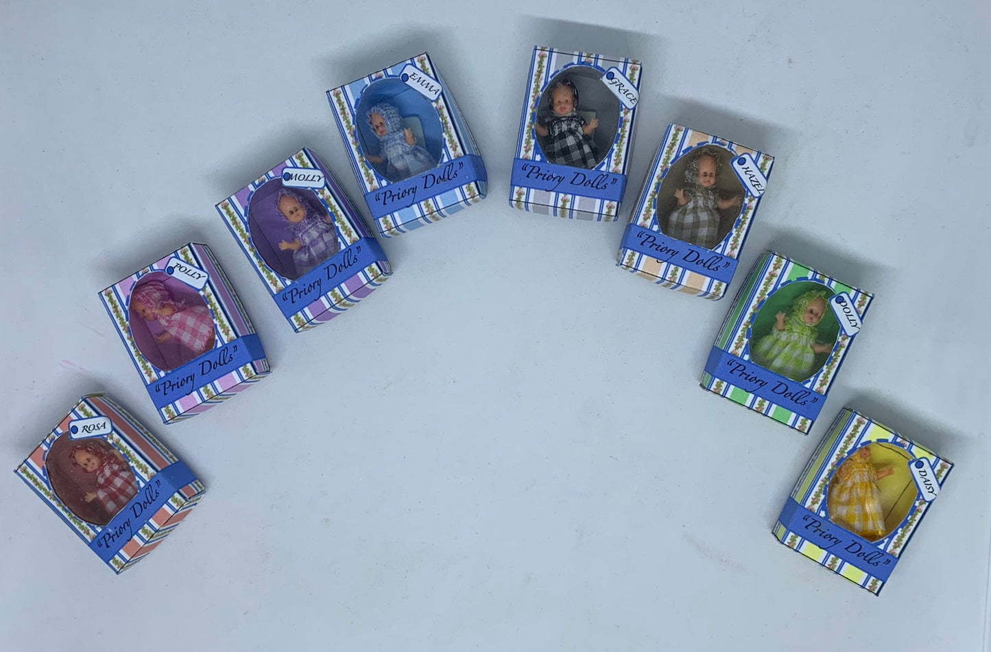 Dolls House Miniatures - Boxed Dolls (various colours)