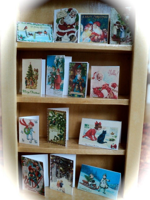 DOLLS HOUSE  - 1/12th Chistmas cards (set  - C)