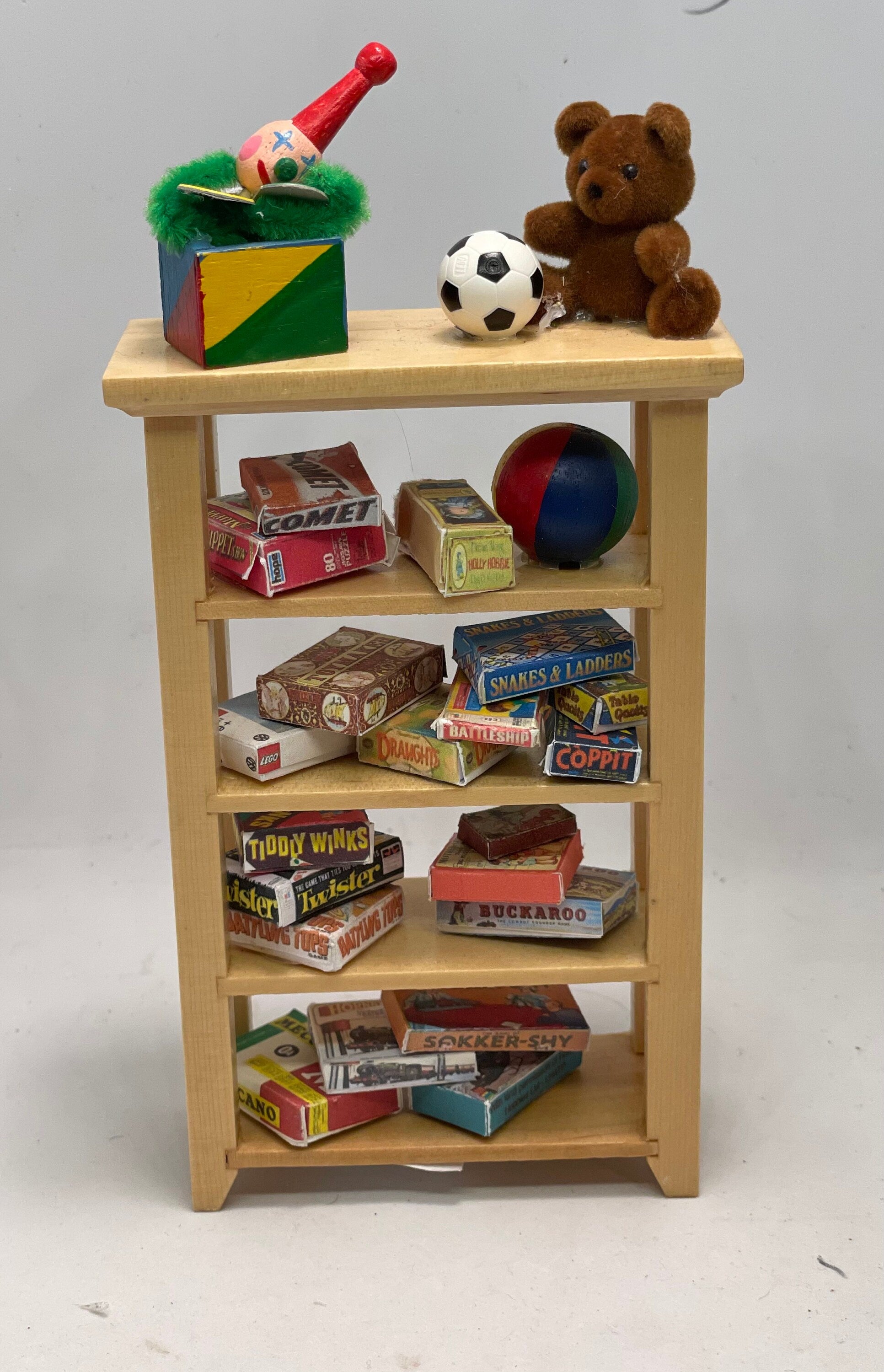 Dollshouse Miniatures - Open Toy Shelf - Pine