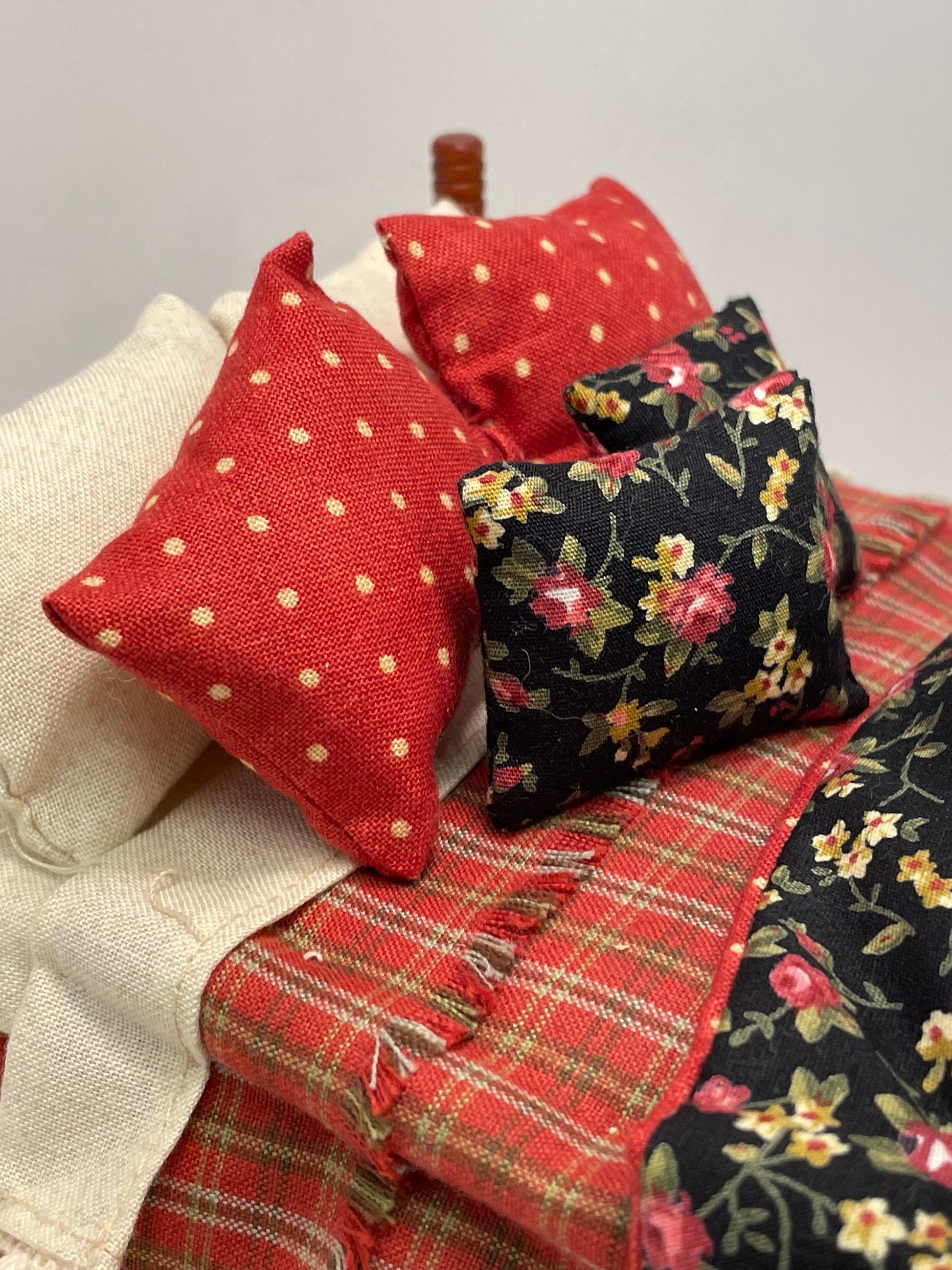 Dolls House Luxury Dressed cherry wood 1/12th Double Bed - Kristin