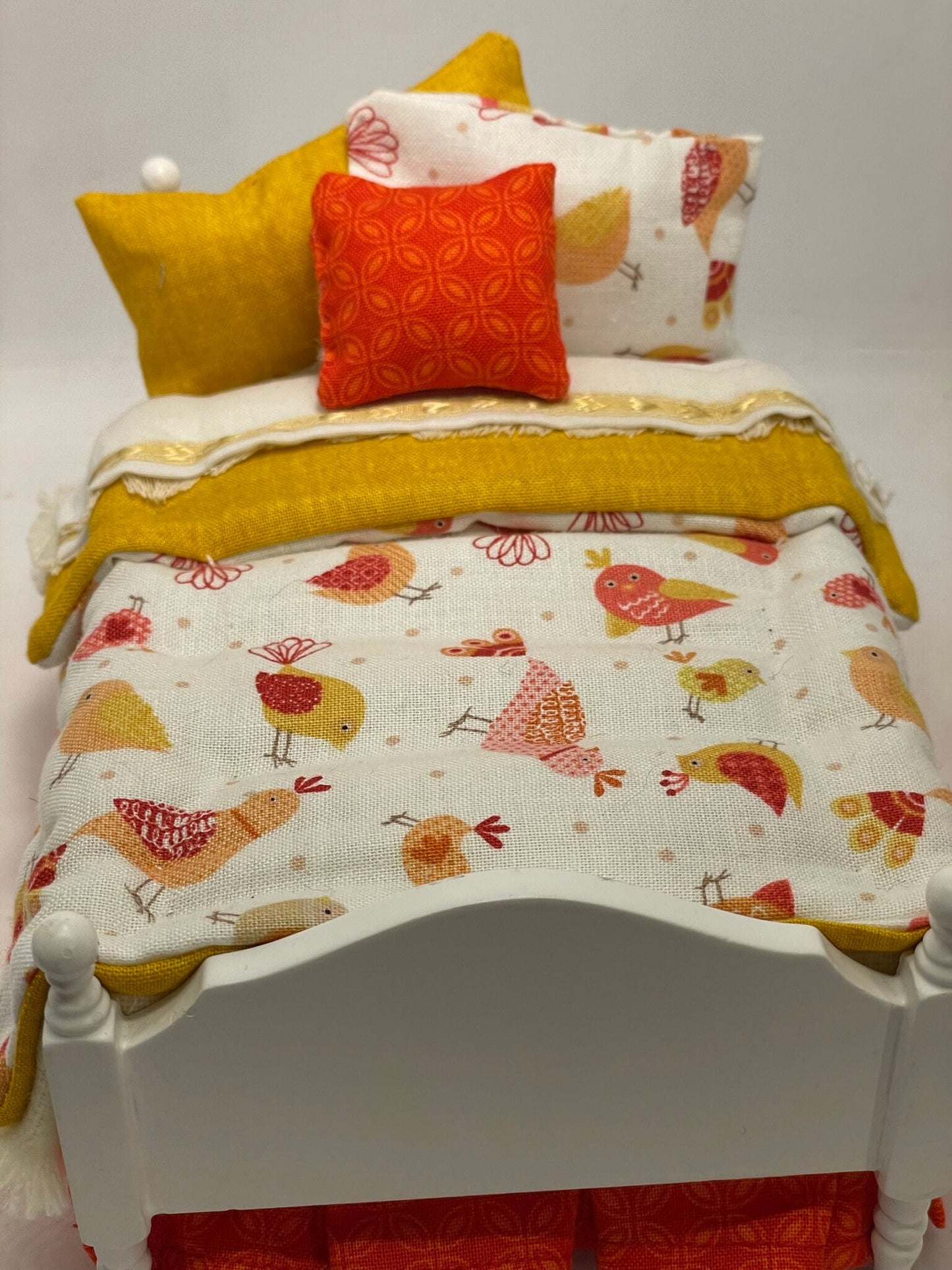 Dolls House Luxury Dressed 1/12th Single Bed - Birdie
