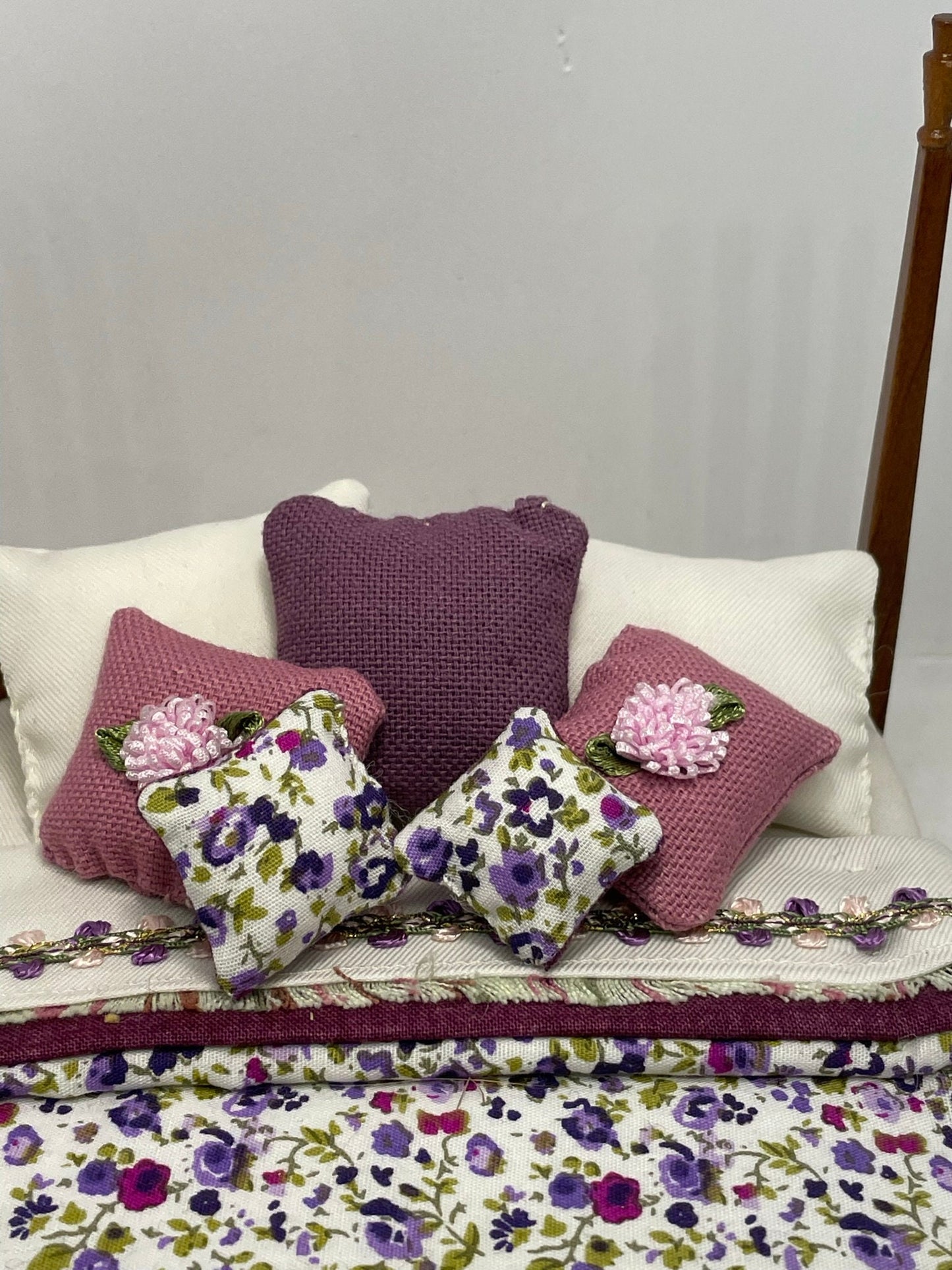 Dolls House Dressed 1/12th Double Poster Bed - Maggie