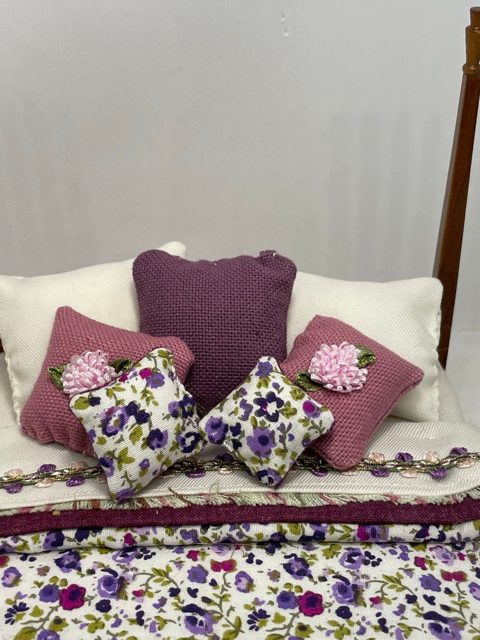 Dolls House Dressed 1/12th Double Poster Bed - Maggie