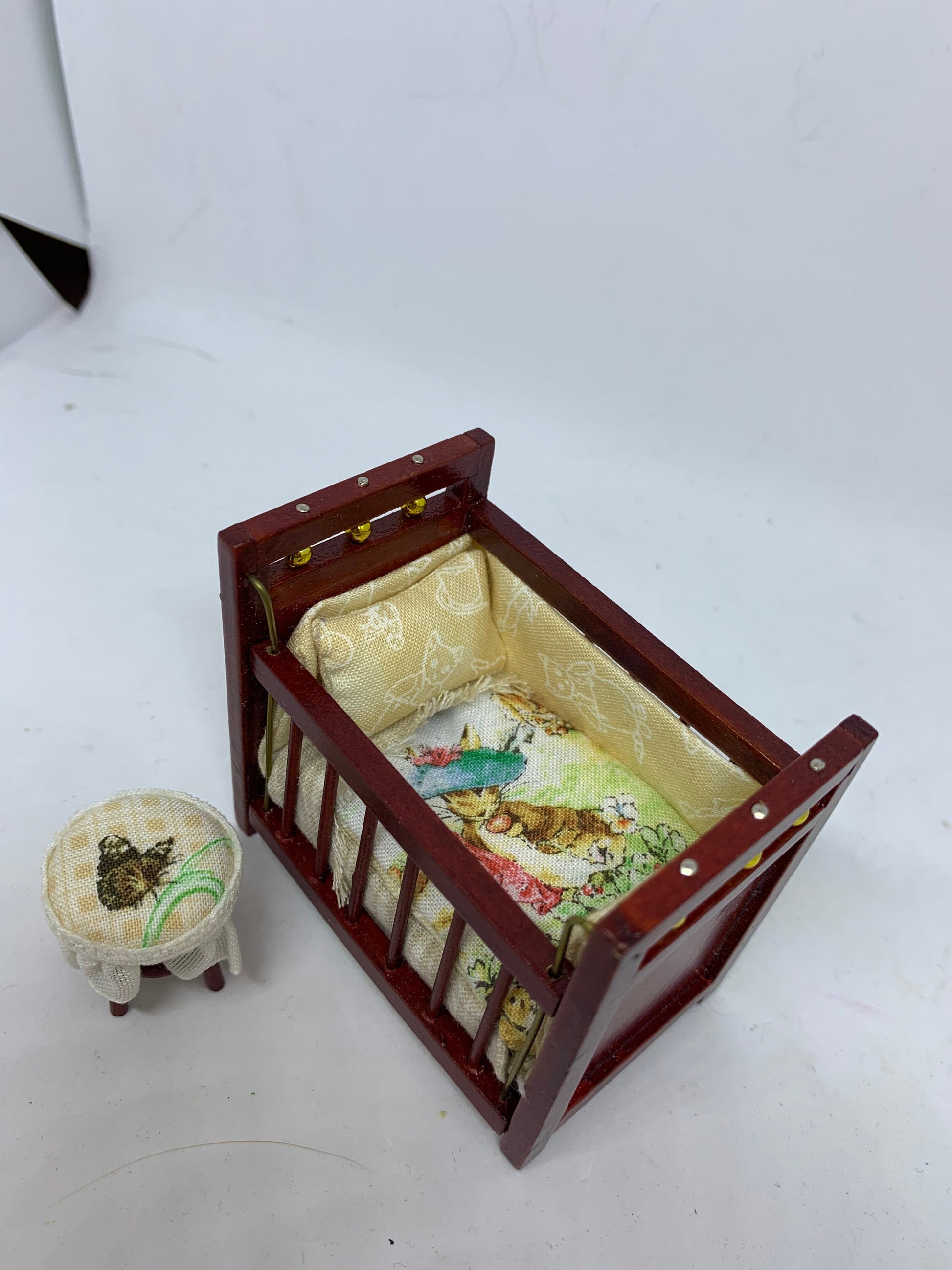 Dolls House Miniatures - 1/16th Cot and Stool  Benjamin Bunny