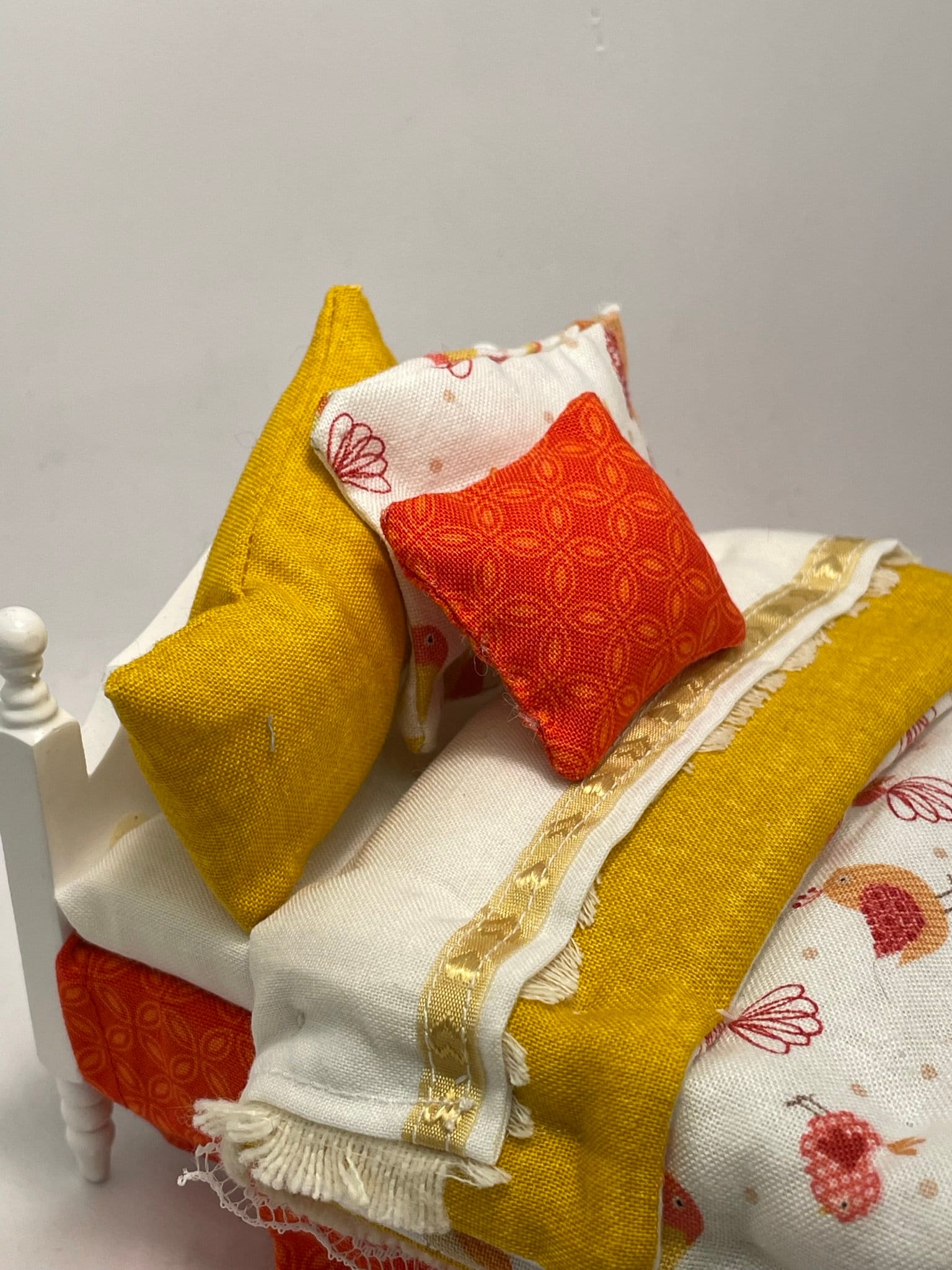 Dolls House Luxury Dressed 1/12th Single Bed - Birdie