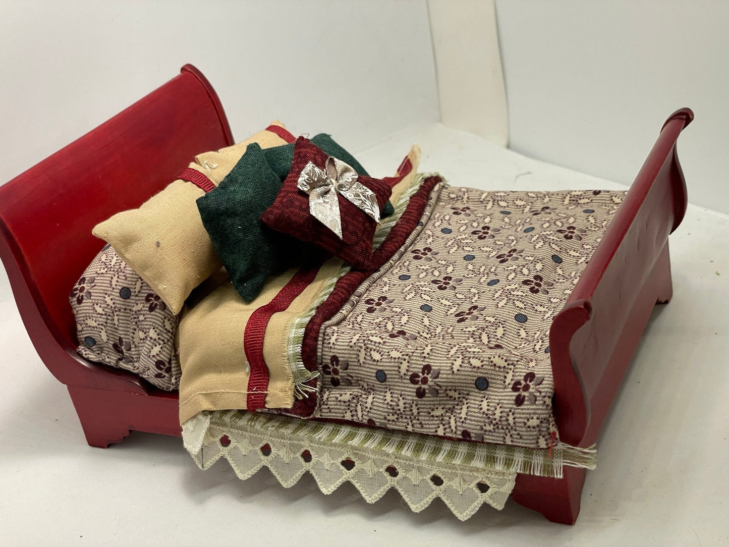 Dolls House Luxury Dressed 1/12th Double Bed - Giselle