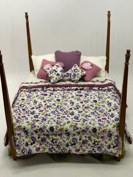 Dolls House Dressed 1/12th Double Poster Bed - Maggie