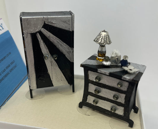 Dolls House Miniatures - Handmade 1/48th Sunbeam Bedroom set (1/4inch )