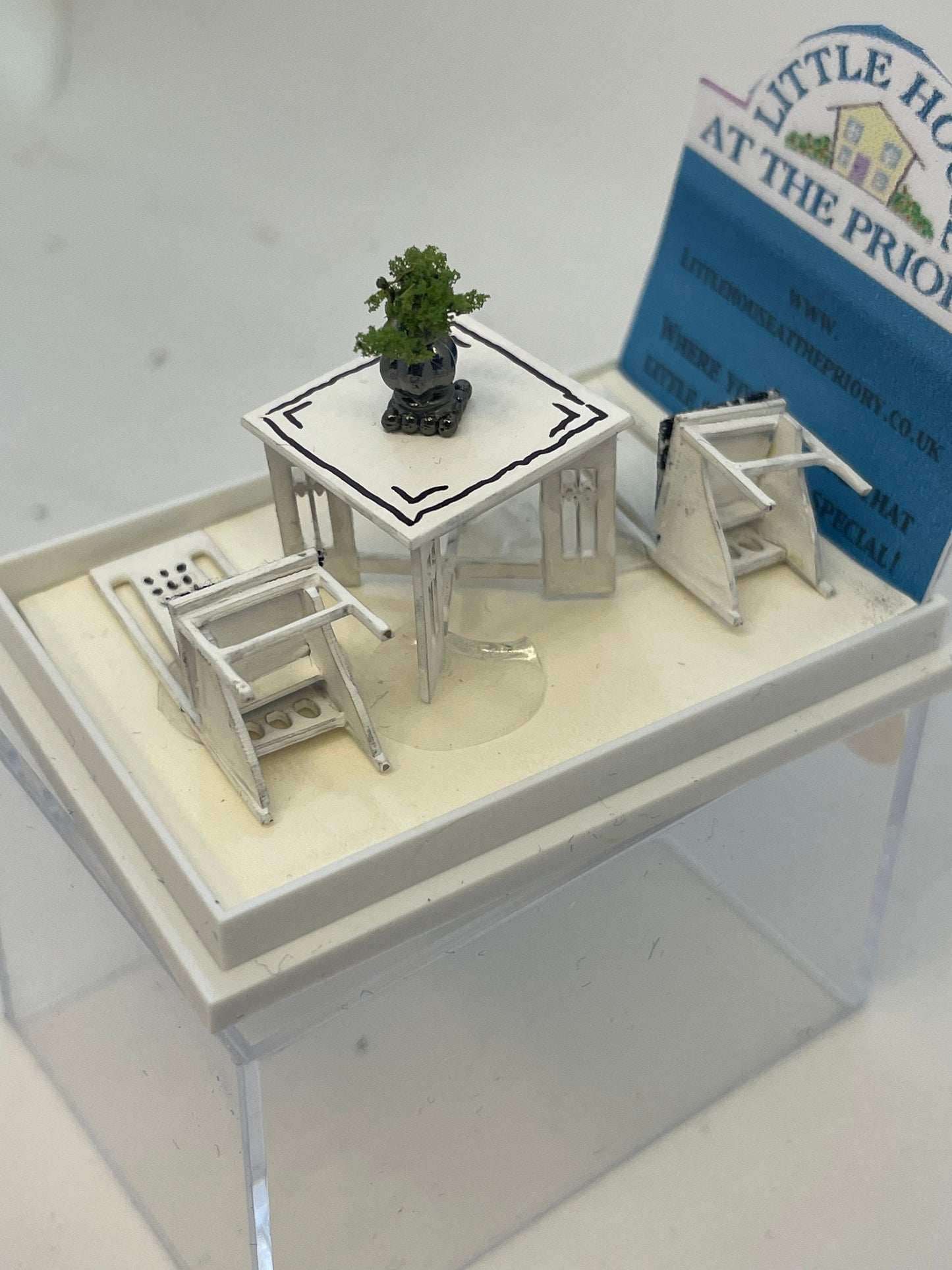 Dolls House Miniatures - Handmade 1/48th (1/4inch)  Mackintosh Table / 2 Chairs