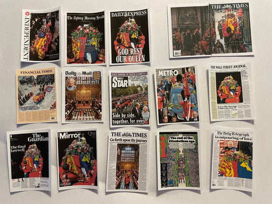 Dolls House Miniatures - Royal Newspapers - Queen Elizabeth II's Funeral (non opening)