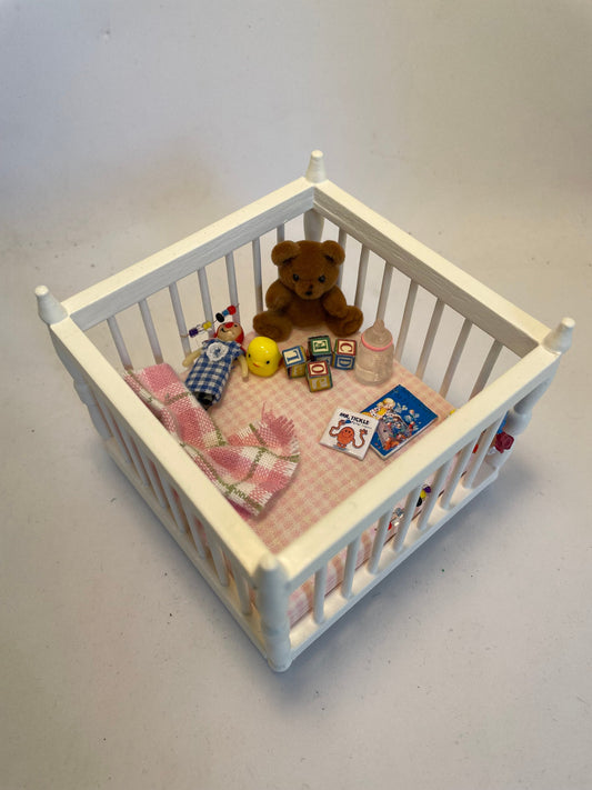 Dolls House Dressed 1/12th Pink Playpen