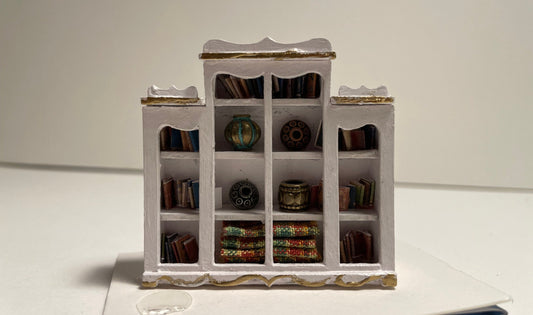 Dolls House 1/48th - Long Bookcase - White