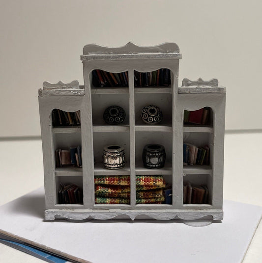 Dolls House 1/48th - Long Bookcase - Light Grey